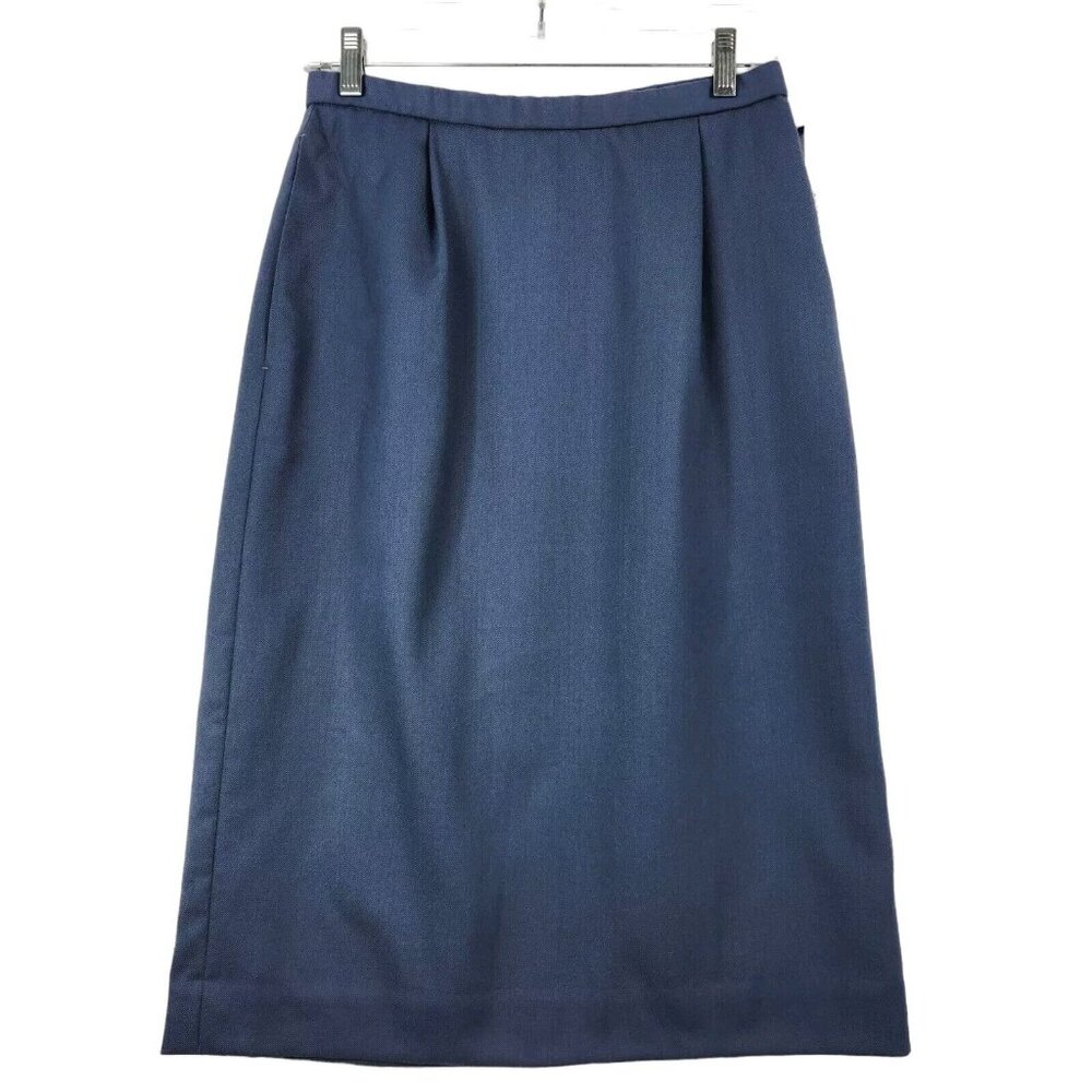 NWT Pendleton Pencil Skirt 100% WOOL Made In USA Size 10 Petite Blue $98.00